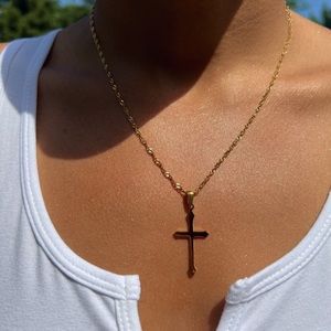 Dainty Vintage Wave Cross Necklace